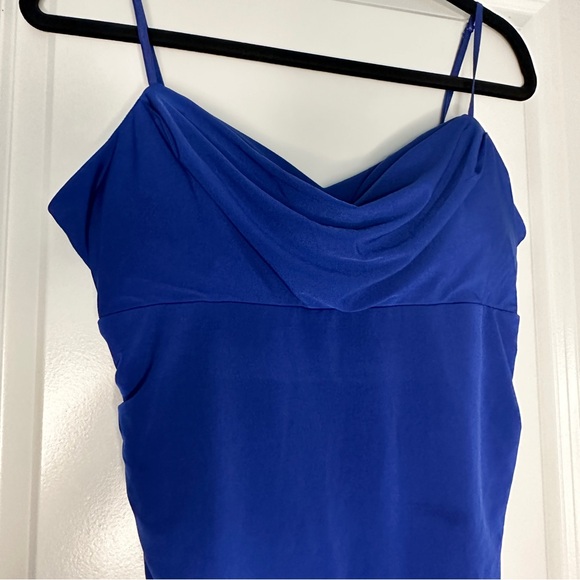 EMERALD SUNDAE | Draped-Neck Bodycon Dress  | Blue | Size: L - Picture 5 of 11